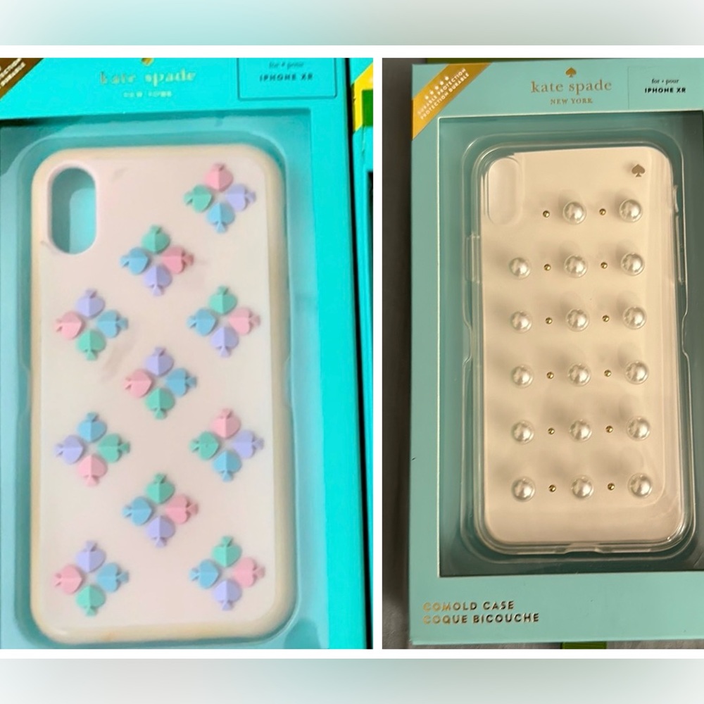 TWO Kate spade silicone pearl studs iPhone XR case bundle